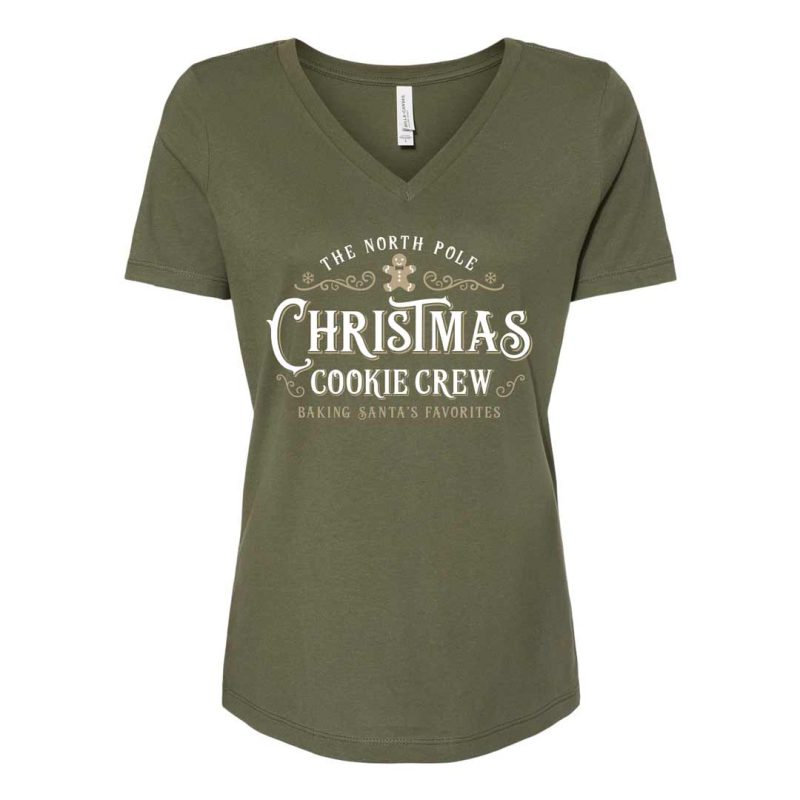 christmas cookie crew vneck military green