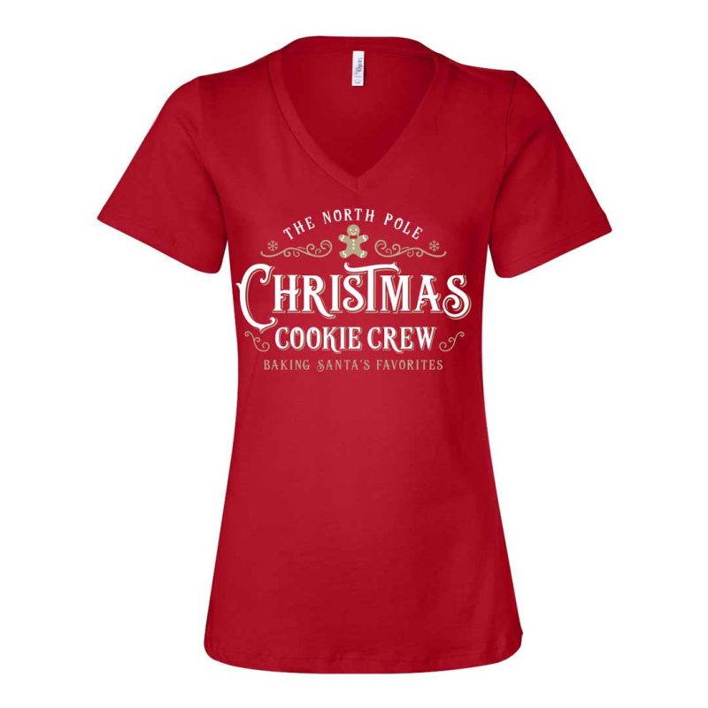 christmas cookie crew vneck red