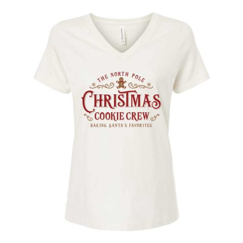 christmas cookie crew vneck white red