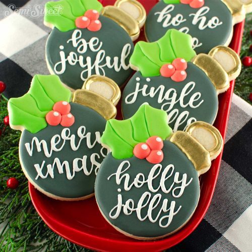 christmas holly ornament cookies