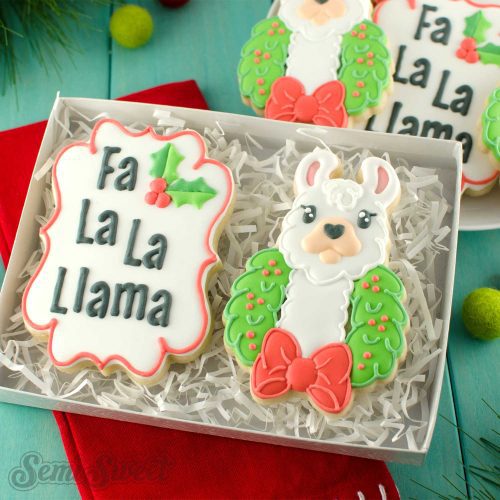 christmas llama cookies square