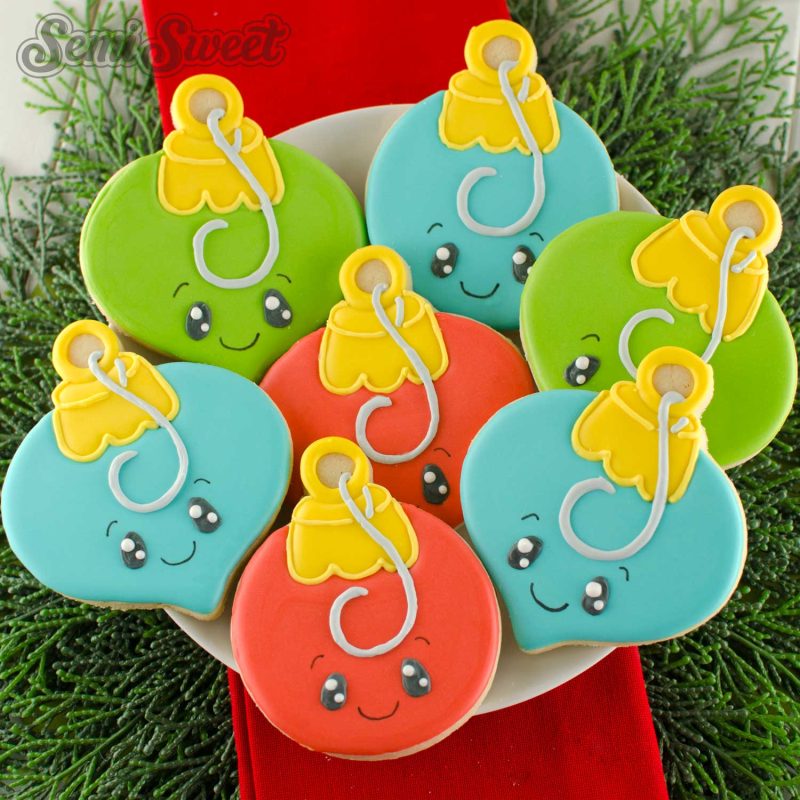 christmas ornament cookies square