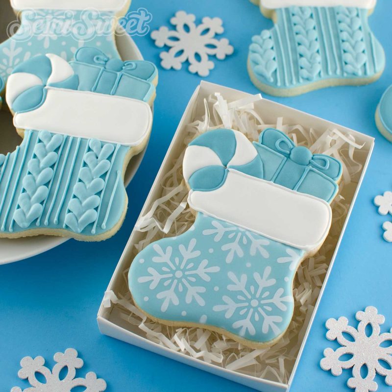 christmas stocking cookies square