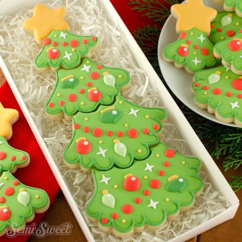 christmas tree cookie set square