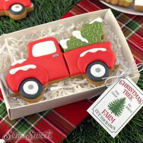 christmas truck cookie set square