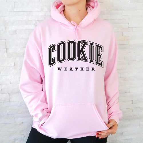 cookie weather hoodie light pink black