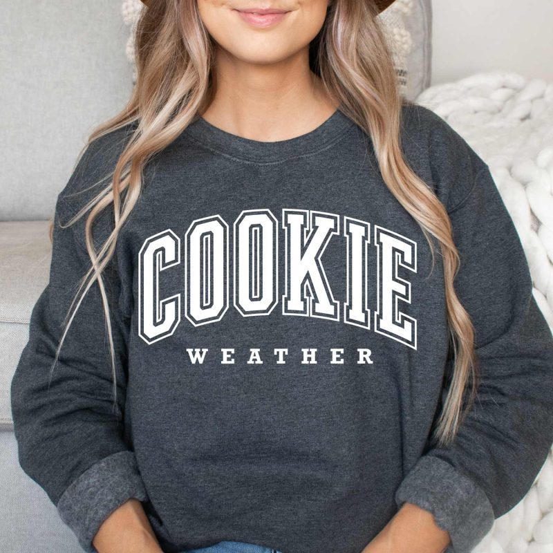 cookie weather sweatshirt dark heather white