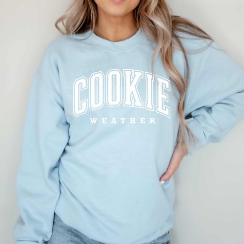 cookie weather sweatshirt light blue white