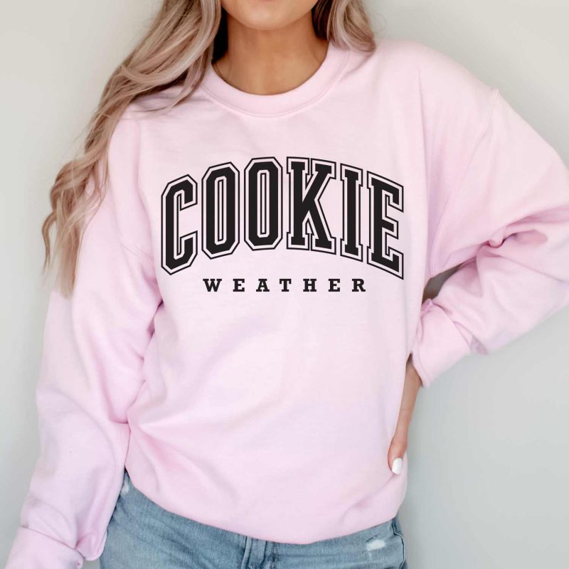 cookie weather sweatshirt light pink black