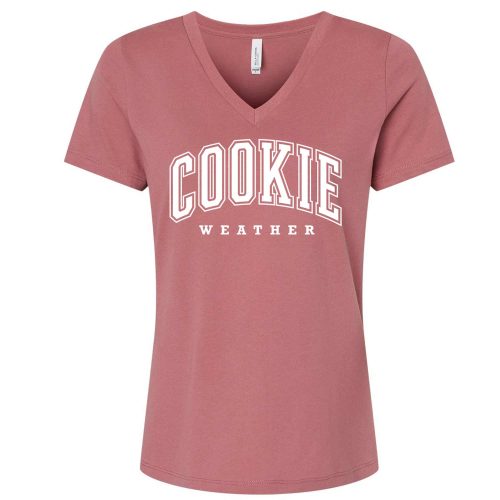 cookie weather vneck mauve white