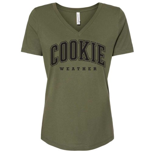 cookie weather vneck military green black