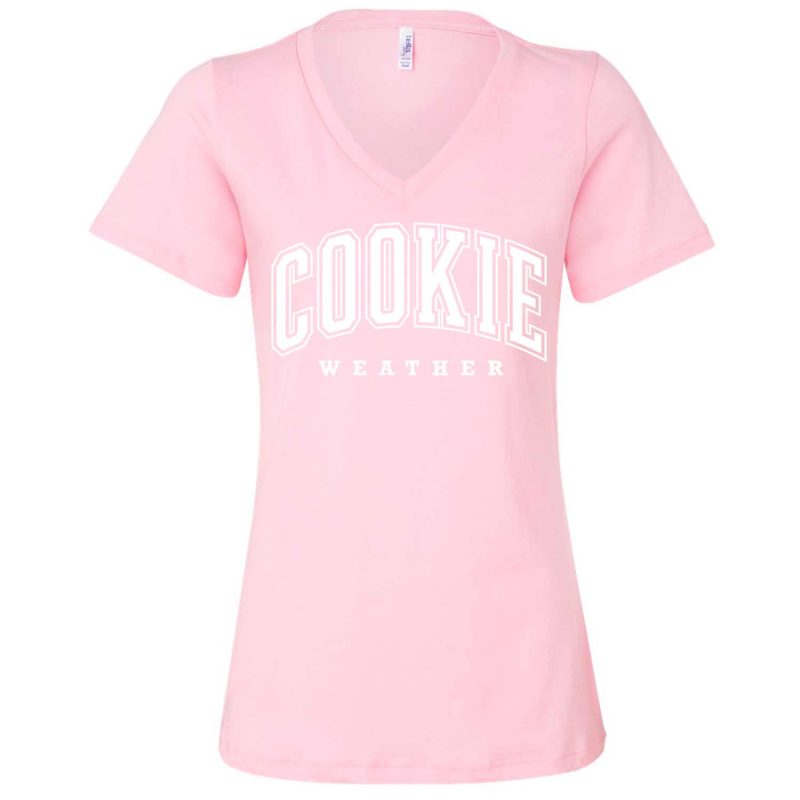 cookie weather vneck pink white