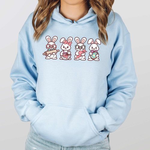 decorating bunnies hoodie light blue