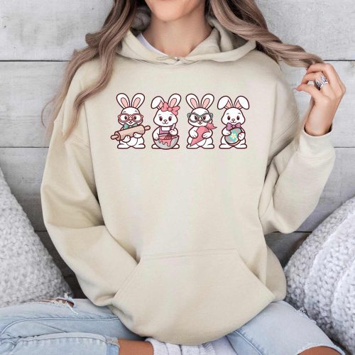 decorating bunnies hoodie sand