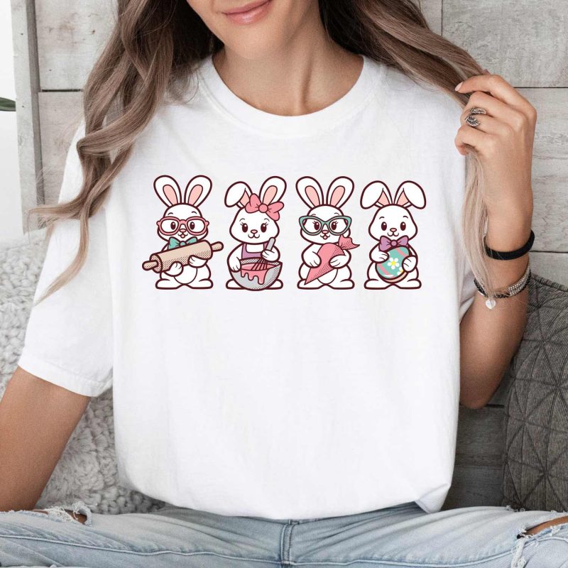 decorating bunnies shirt white