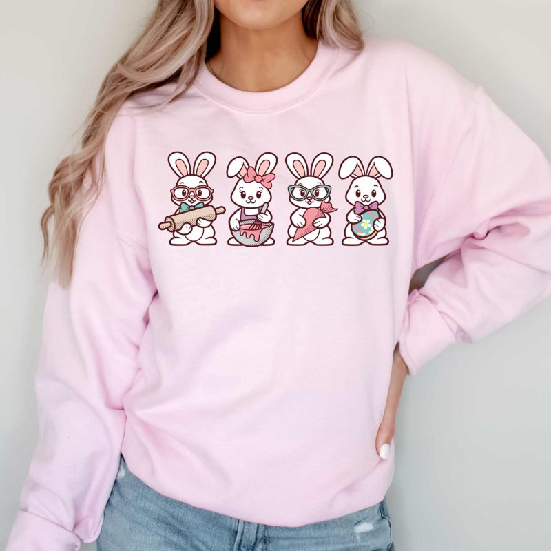 decorating bunnies sweatshirt pink