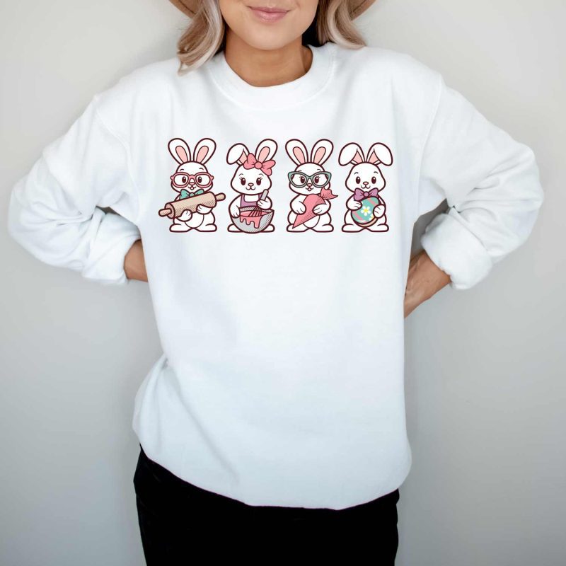 decorating bunnies sweatshirt white