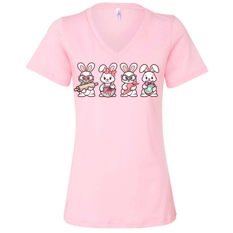 decorating bunnies vneck pink