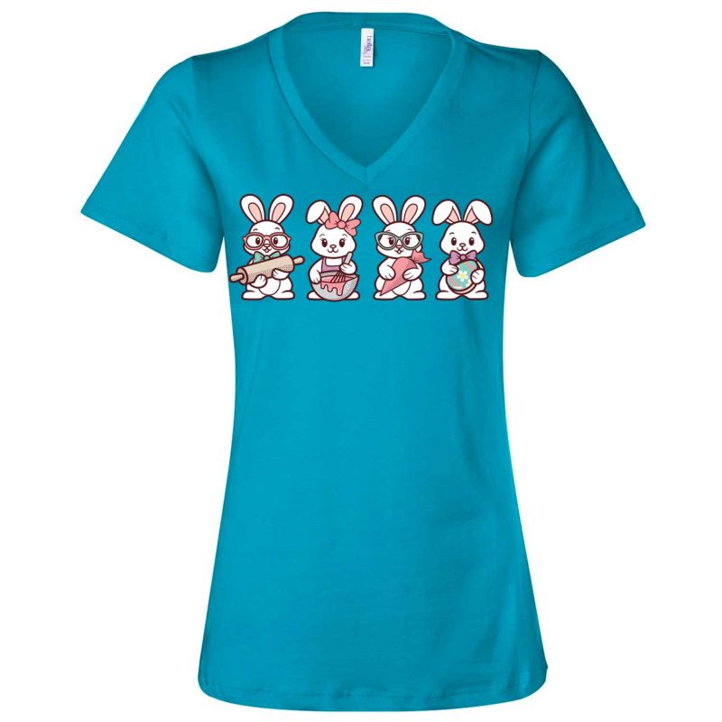 decorating bunnies vneck turquoise