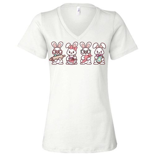 decorating bunnies vneck white