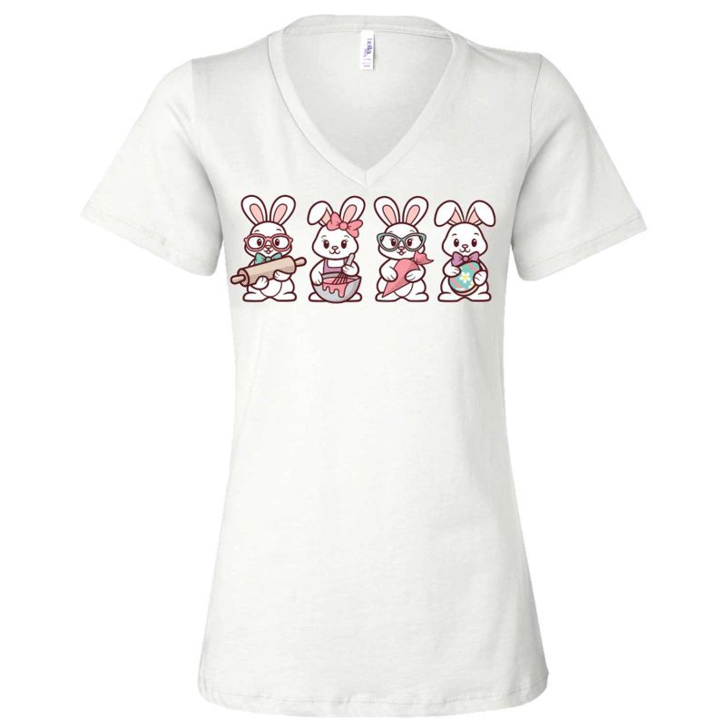 decorating bunnies vneck white