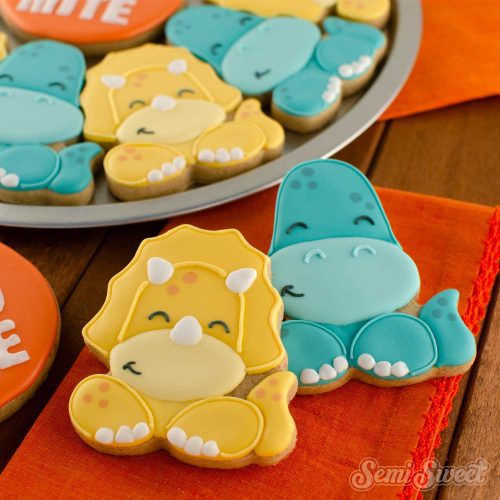 dinosaur cookie platter closeup