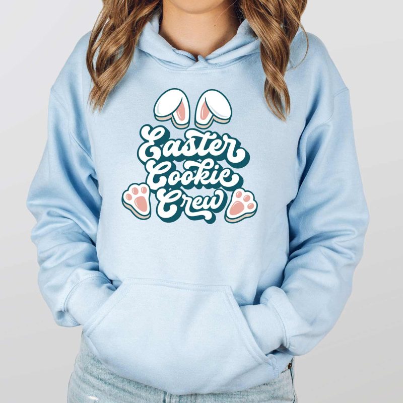 easter cookie crew hoodie light blue