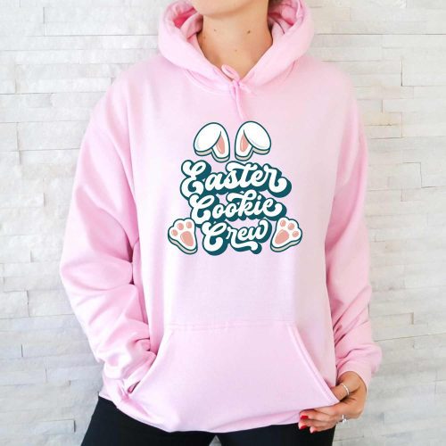 easter cookie crew hoodie light pink