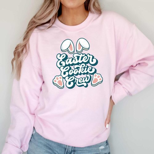 easter cookie crew sweatshirt light pink