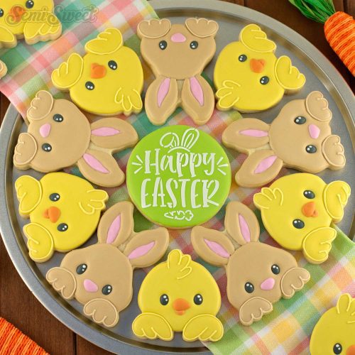 easter bunny chick cookie platter square