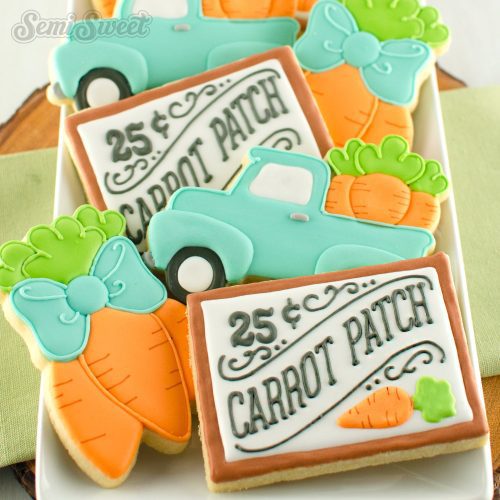 easter truck cookies platter