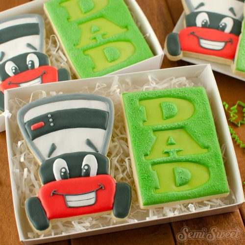 fathers day lawn mower cookies square