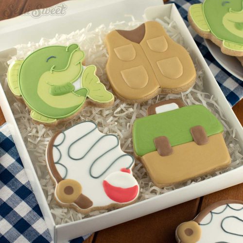 fishing cookie set box square