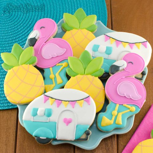 flamingo cookies platter