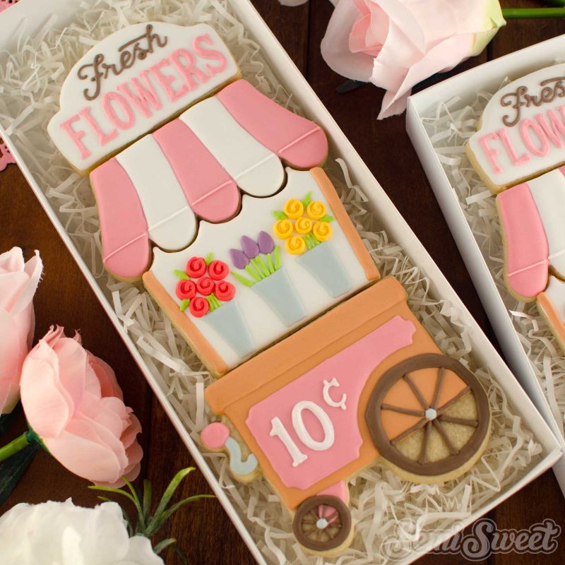 flower cart cookie set square