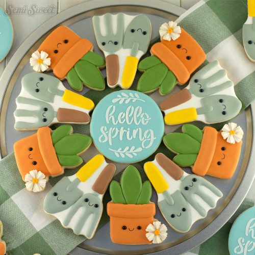 gardening cookie platter square