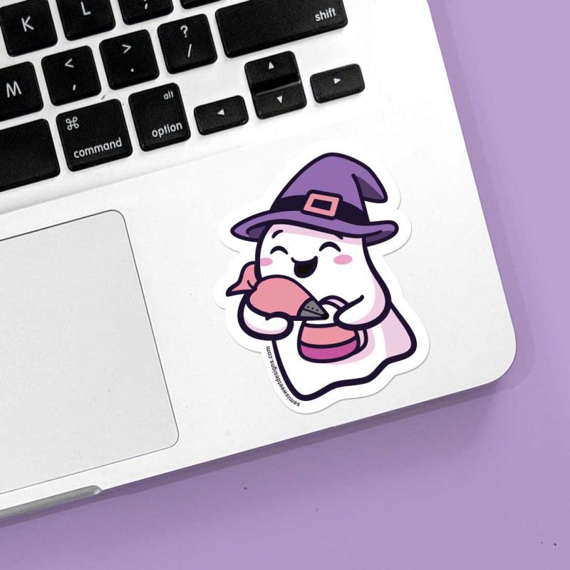 ghost witch sticker laptop