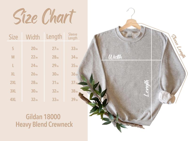 gildan18000sizechart inches