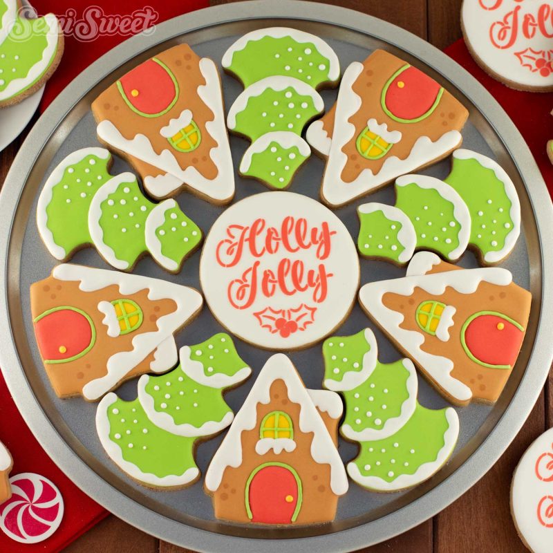 gingerbread house cookie platter square