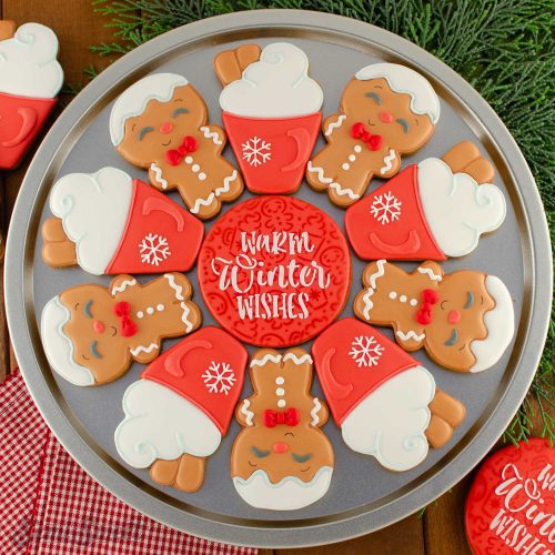 gingerbread man hot cocoa cookie platter square