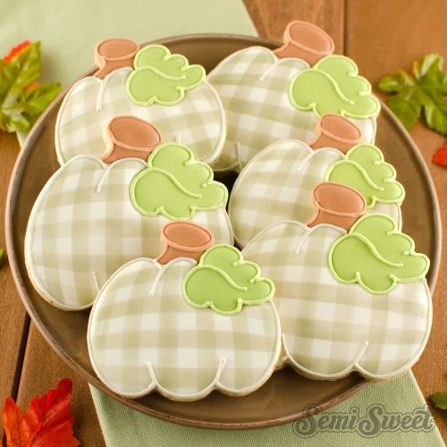 gingham pumpkin cookies square