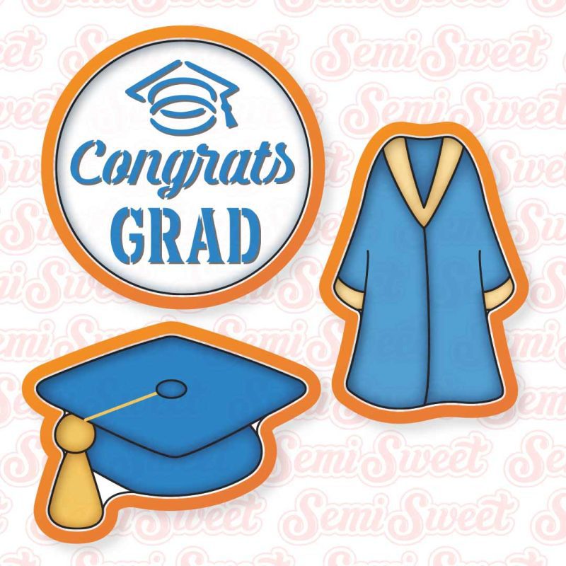 grad cap gown platter cutters 3pc