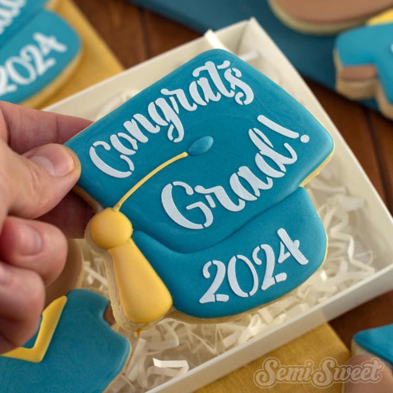 graduation owl cookie cap square