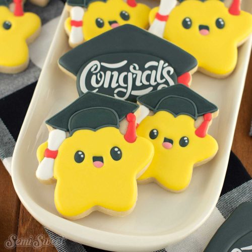 graduation star cookie square