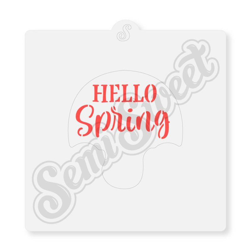 hello spring umbrella stencil