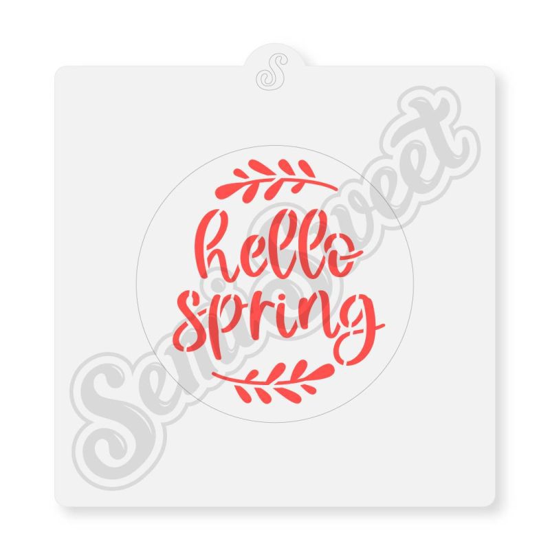 hello spring stencil