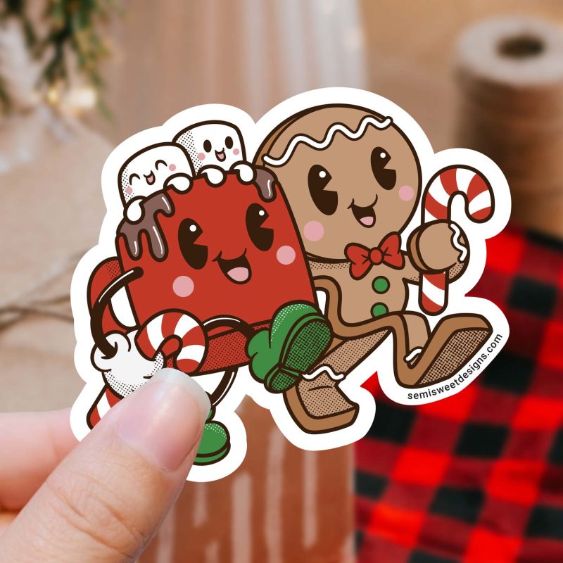 hot cocoa gingerbreadman sticker