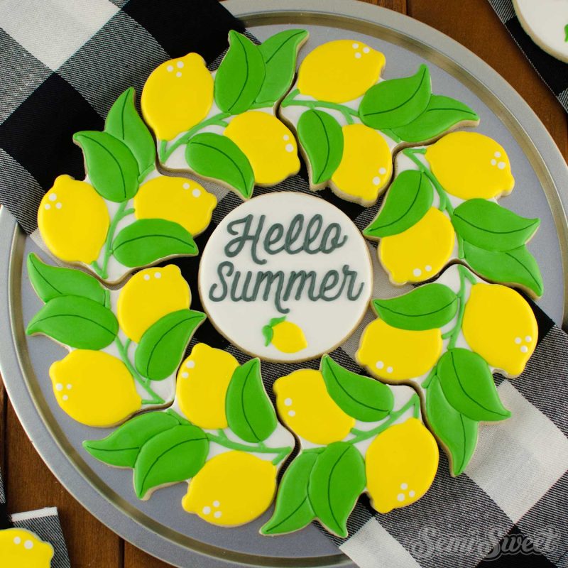 lemon wreath cookie platter square