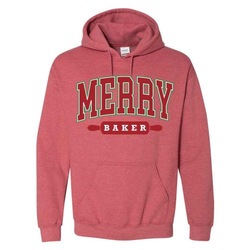 merry baker 180 hoodie heather scarlet red