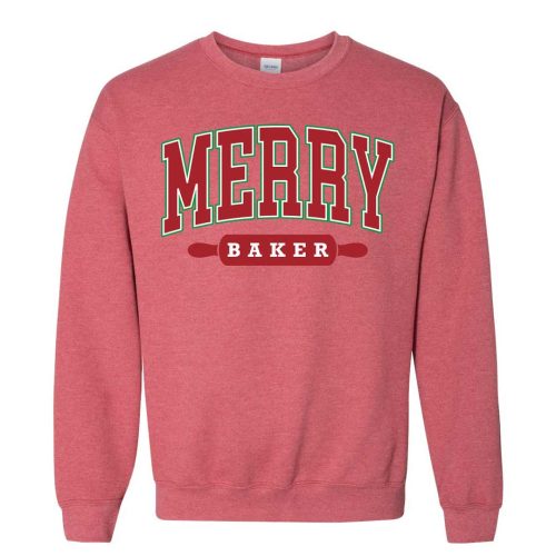 merry baker sweatshirt heather scarlet red